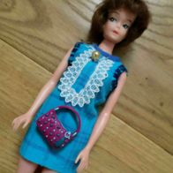 Barbie Kleid Druckknöpfe Grünblau + Handtasche für Francie Petra Clone Ohne Puppe