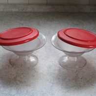 2x Tupperware Eisschale Dessertschale Schale mit Deckel - rot