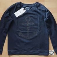 Tom Tailor Sweatshirt Pullover Strass Nieten Anker Motiv Pulli L Blau NP 60€ Neu !