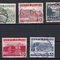 Polen, 1935, 1937, Sehenswürdigkeiten, 5 Briefm., gest.