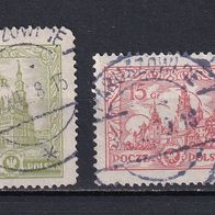 Polen, 1925, Gebäude, 2 Briefm., gest.