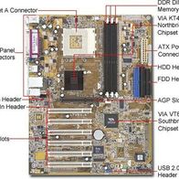 Retro-Mainboard Asus A7V8X-X, 2,5 GB Kingston Ram, AMD Athlon XP, Grafikkarte