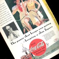 COCA COLA keeping you slim - original historischer Reklame Druck ! Minirock 1934 !