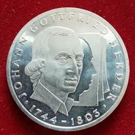 10 DM ark J. G. Herder von 1994, Prägestätte G, 625er Silber
