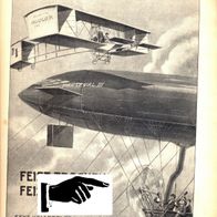 Rougier ´s Flug über Parseval" Orig: Werbe Druck für FEIST Sekt Flug Pioniere 1910