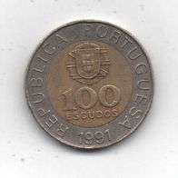 Münze Portugal 100 Escudos 1991