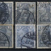 Deutsches Reich 10 Briefmarken der Michel-Nr. 53 gestempelt