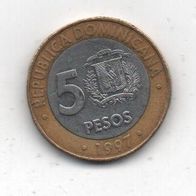 Münze Dom. Rep. 5 Pesos 1997
