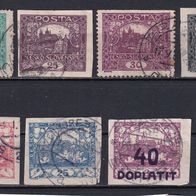 Tschechoslowakei, 1920er Jahre, 7 Briefm., gest.