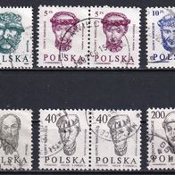 Polen, ab 1984, Mi. 2925, 2986, 2987, 3036, 3037, 3058, Köpfe Wawel, 8 Briefm.