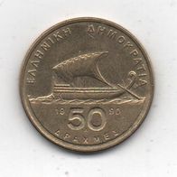 Münze Griechenland 50 Drachmen 1990