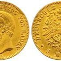 BADEN Gold 5 Mark 1877 G Friedrich I. (1852-1907) vz+