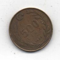 Münze Türkei 500 Lira 1989