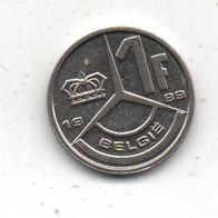 Münze Belgien 1 Franc 1989