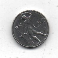 Münze Italien 50 Lire 1992