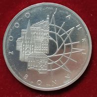 10 DM ark 2000 Jahre Bonn 1989, Prägestätte D, 625er Silber