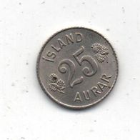 Münze. Island 25 Aurar 1967