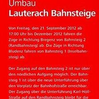 Flyer Bahnhof Haltestelle Lauterach Umbau Bahnsteige 2012 Vorarlberg Eisenbahn