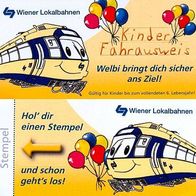 Kinder-Fahrkarte Wiener Lokalbahn Badner Bahn Eisenbahn Fahrschein Baden WLB Zug