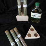 Kräutermischungen in Reagenzglas passenden Holzständer + Thymianlikör Askanier