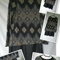 Grau / Schwarzes Mini Kleid von Vintage Love - Größe M