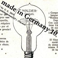 Glühlampe WALDEX DUPLUM Metallfadenlampen - Reklame München 1924 lamparilla elec