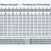 ÖBB Fahrplan Puchberger Bahn Wiener Neustadt- Puchberg am Schneeberg 2013 Wr.