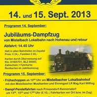 Flyer Verein Neue Landesbahn Mistelbach Lokalbahn - Hohenau 09/2013 Zayatal Zug