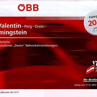 ÖBB Eisenbahn Fahrplan Donauuferbahn St. Valentin - Perg -Grein-Sarmingstein 2012