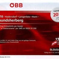 ÖBB Eisenbahn Fahrplan Krems - Hadersdorf - Langenlois-Horn-Sigmundsherberg 2012