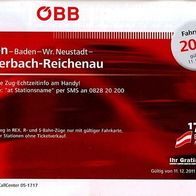 ÖBB Eisenbahn Fahrplan Wien - Baden- Wiener Neustadt - Payerbach-Reichenau 11-12