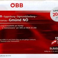 ÖBB Eisenbahn Fahrplan Wien-Eggenburg-Sigmundsherberg-Schwarzenau- Gmünd NÖ 2012