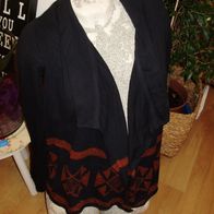 Only Cardigan dunkelblau orange Muster Aztek offen Schalkragen Gr S