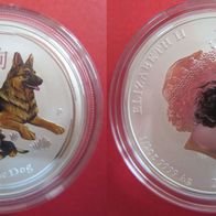 1/2 oz Australien Lunar II Hund 2018 0,5 oz Silber farbig color