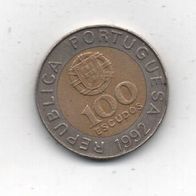 Münze Portugal 100 Escudos 1992