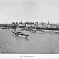 MAINZ vom Rhein aus gesehen " historischer Fotodruck mit 3 Raddampfern 1910