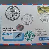 30. Sonder-Ballonpostflug Österreich/ UNO Ski WM Seefeld Abfaltersbach 1985