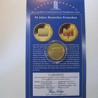 10 Euro Gedenkmünze vergoldet * 50 Jahre Deutsches Fernsehen* Sammlung-ergänzung