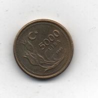 Münze Türkei 5000 Lira 1995