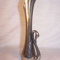 Alte, massive, versilberte Metall-Vase - " Schwan "