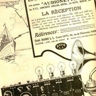 early historic Röhren Radio Empfänger Reklame für "RADIO L.L. Audionette " 1923