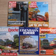 5x Magazine zu Bahn, Eisenbahn und Modellbahn, versch. Themen z.B. Spessartrampe