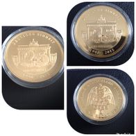 Medaille FALL DER MAUER - 25 JAHRE Deutsche Einheit, Cu vergoldet,