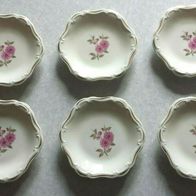 6 Untersetzer ALKA Kunst Kronach Bavaria Goldrand Blumen 6eckig Ø10cm Porzellan