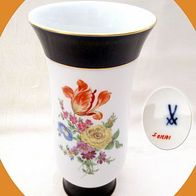 Meissener Porzellan * Vase Bechervase Kobalt & Blumen * Meissen Schwertermarke 17 cm