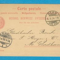 Schweiz Ganzsache gel.1904 von Bern - M. Gladbach.