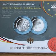 10-Euro Polymermünze "Auf dem Wasser" J Hamburg Spiegelglanz