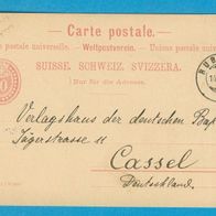 Schweiz Ganzsache gel.1909 von Rubigen - Cassel.
