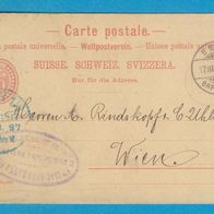 Schweiz Ganzsache gel.1897 von Bern - Wien.