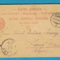 Schweiz Ganzsache gel.1896 von Herisau - Lauf Bayern